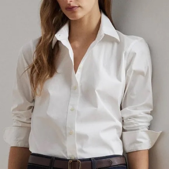Lauren Ralph Lauren Tops - Lauren Ralph Lauren Easy Care Cotton White Shirt size L